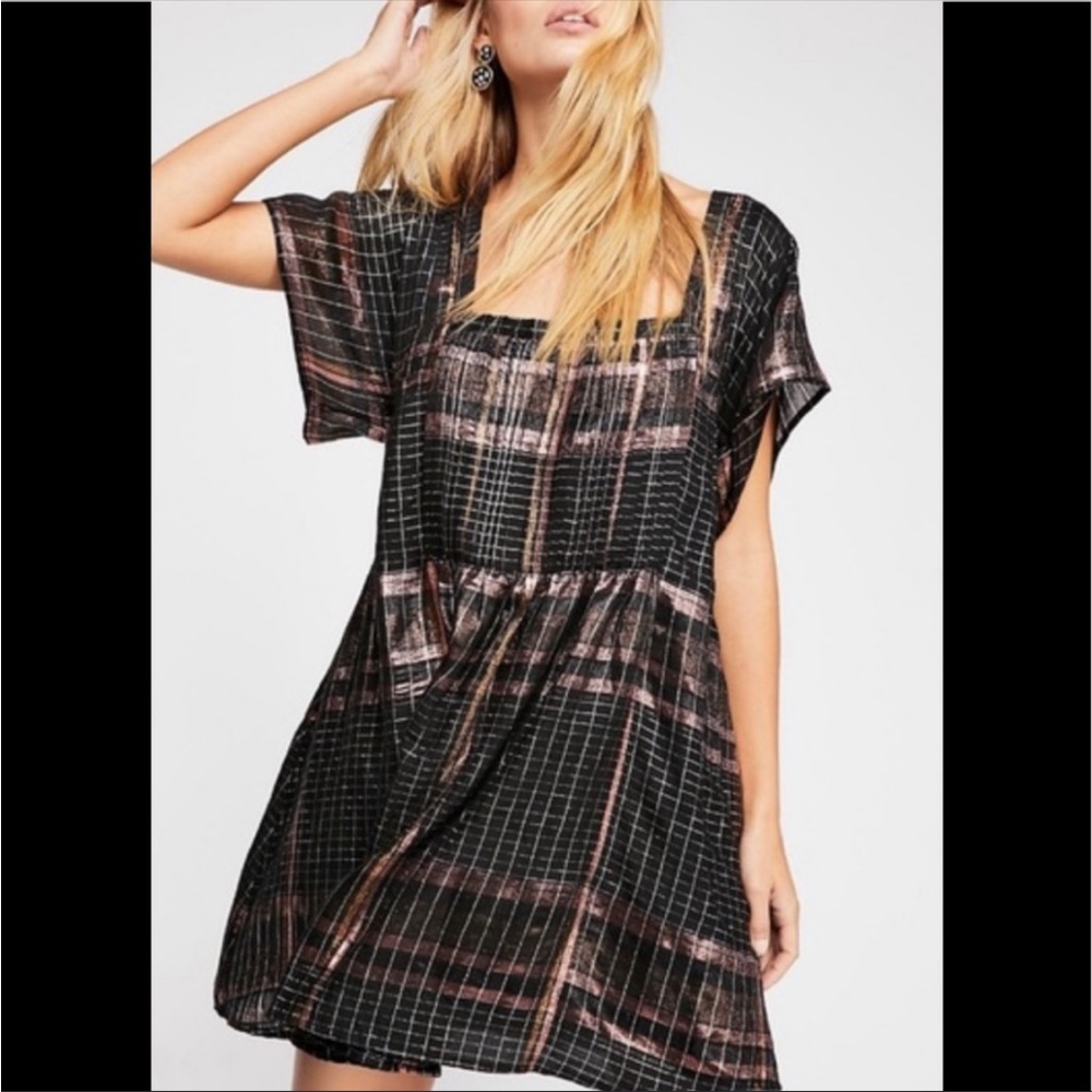 Free People Metallic Plaid Dress